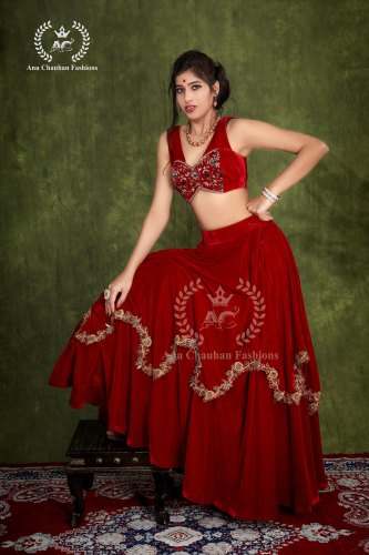Designer Hand Work crop top lehenga by ANU CHAUHAN FASHIONS OPC PRIVATE LIMITED