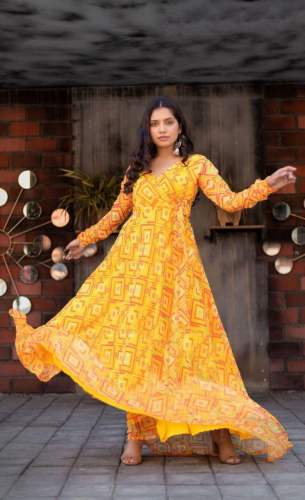 Beautiful Floral Printed Georgette Gown 