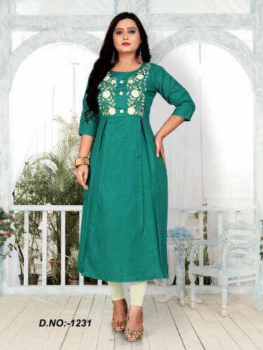 Embroidered Heavy Cotton Kurti 