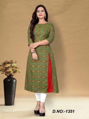 Foil Print Casual Cotton Kurti