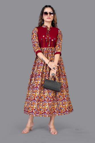 Gown Sty;e Printed Rayon Kurti-Anupama