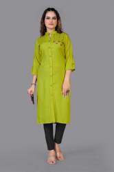 Hand Work Rayon Collar Neck Kurti 