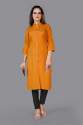 Hand Work Rayon Collar Neck Kurti  thumb 6