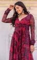Ladies Red Floral Printed Georgette Gown  thumb 1