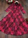 Ladies Red Floral Printed Georgette Gown  thumb 2