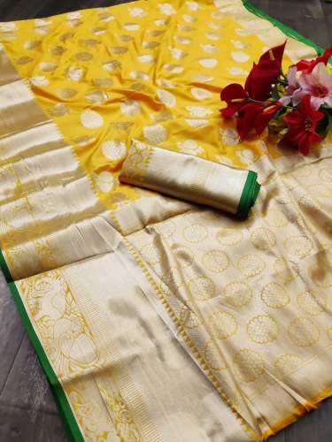 Stylish Jacquard Butta Zari Silk Banarasi Saree