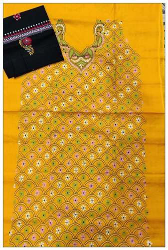 Yellow Georgette Printed Dress Material  by Aahelis Creation