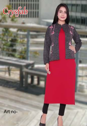 Designer Kurti with Shrug  by Crystal Fabrics