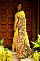 Fancy Yellow Kalamkari Print Saree