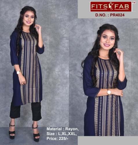 Designer Printed Rayon Kurtis 