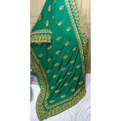 Functional Wear Jari Embroidered Saree  by O S Enterprise