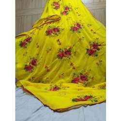 Sunny Yellow Embroidered Thread Work Saree