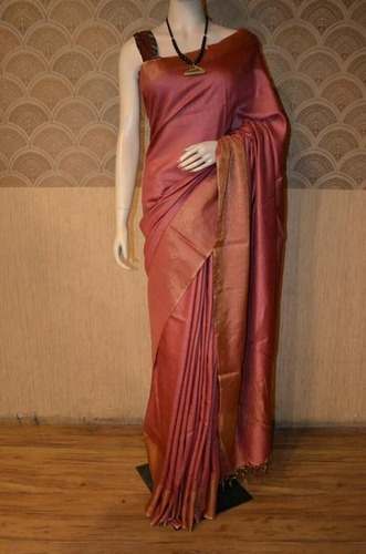 Fancy Plain Tussar Silk Saree