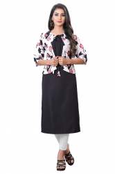casual wear Black Crape Kurti with Koti 