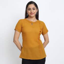 Casual Wear Mustard Color Short Top