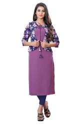 Designer Crepe Kurti with Printed Koti 