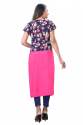 Pink Crepe Kurti with Blue Koti thumb 1