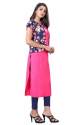 Pink Crepe Kurti with Blue Koti thumb 2