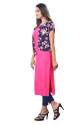 Pink Crepe Kurti with Blue Koti thumb 3