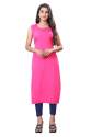 Pink Crepe Kurti with Blue Koti thumb 4