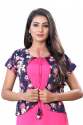 Pink Crepe Kurti with Blue Koti thumb 5