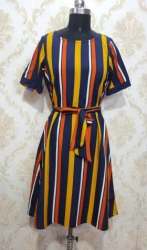 One Piece Tunic Style Striped Dress 