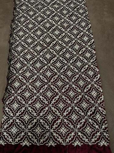 chin stich tone to tone thread embroidery work