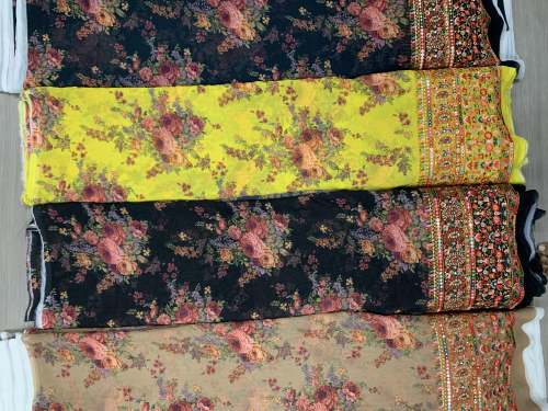 digital print with emboidered border work