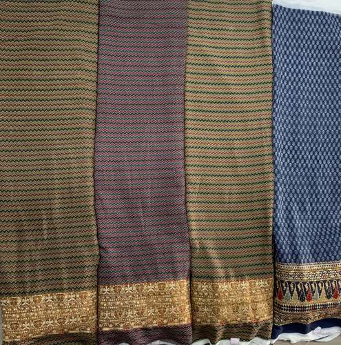 digital print  with multi color embroidery border