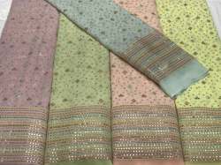 embroidery mirror work on pastel color