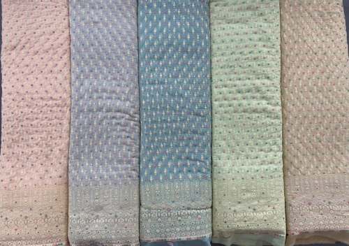 lucknowi work on dyed viscos fabric