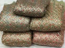 multi color mirror work on net fabric