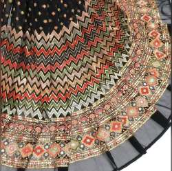 multi color thread embroidered fabric with sequins