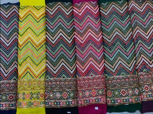 multi color thread embroidery fancy fabric