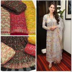 multi colour thread embroidered mirror work