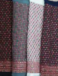 multi dark color mirror work embroidery fabric