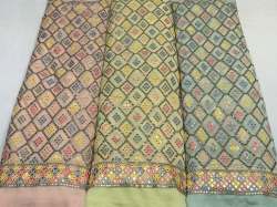 multi pastel color mirror work on georgette