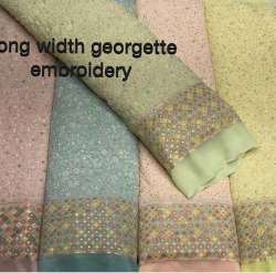 pastel color border work with allover embroidery