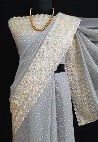 Chikankari GEORGETTE WITH EMBROIDERY Saree