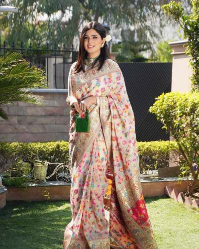 DARPANI KASHMIRI WEAVING PURE ZARI SAREE 