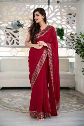 Designer Georgette Embroidered Sequine Saree