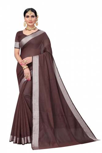 Designer SILVER PATTA Printed Silk Saree
