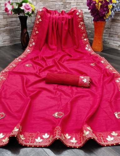 Dola Silk Saree With  heavy gota patti work 