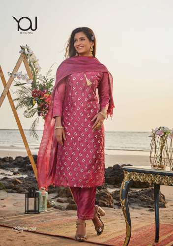  Fancy Chanderi Kurti With Pant & Dupatta