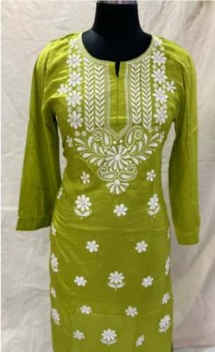 Chikankari Rayon Kurti for ladies  by Divya Chikan Industries