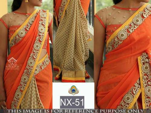 Party Wear Saree With Embroidery Work