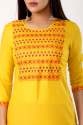 Women Embroidered Rayon Straight Kurta - Yellow thumb 3