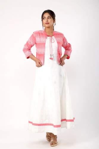 Women Ethnic Jacket and Kurta Set Pure Cotton by Javta