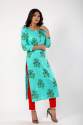 Women Floral Print Rayon Straight Kurta thumb 2