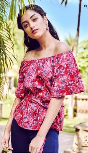 Floral Red Color Off Shoulder Top by Desi Global